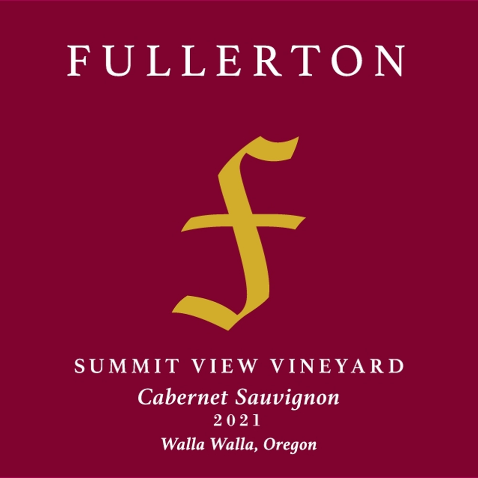 Fullerton Summit View Vineyard Cabernet Sauvignon 2021 wine label with a gold 'f' logo.