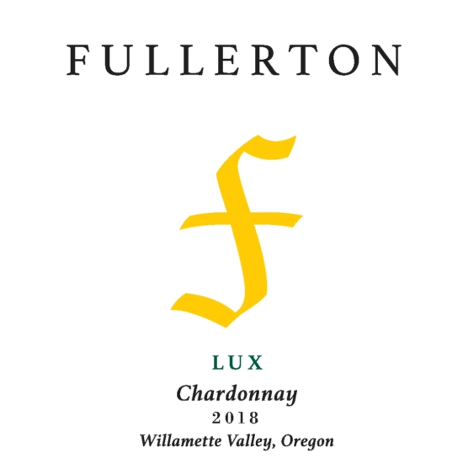 Fullerton Lux Chardonnay 2018 wine label with a yellow 'f' logo.